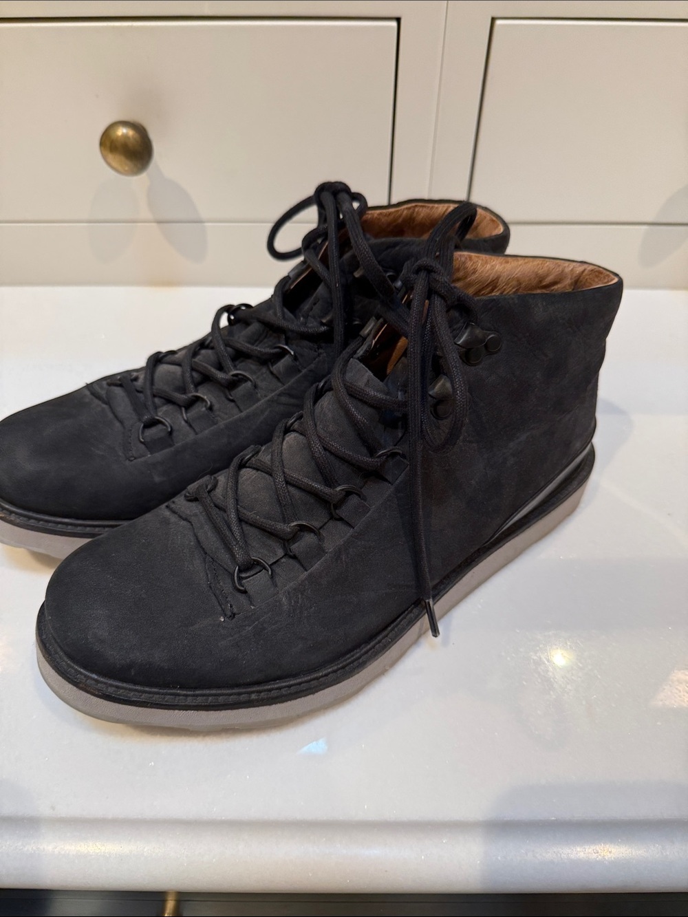 Black suede hiking boots